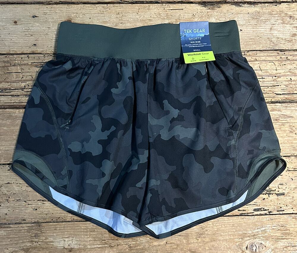 Tek Gear Women’s Size S Green Cami Mid Rise Workout Shorts NWT